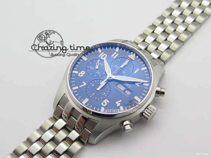 MIROTIME 0808 UrbanChic Pilot Chrono 2016 IW377714 ZF 1:1 Best Edition Blue Dial On SS Bracelet A7750 V 7272